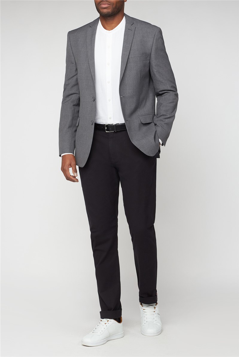  Slim Fit Grey Checked Suit Jacket