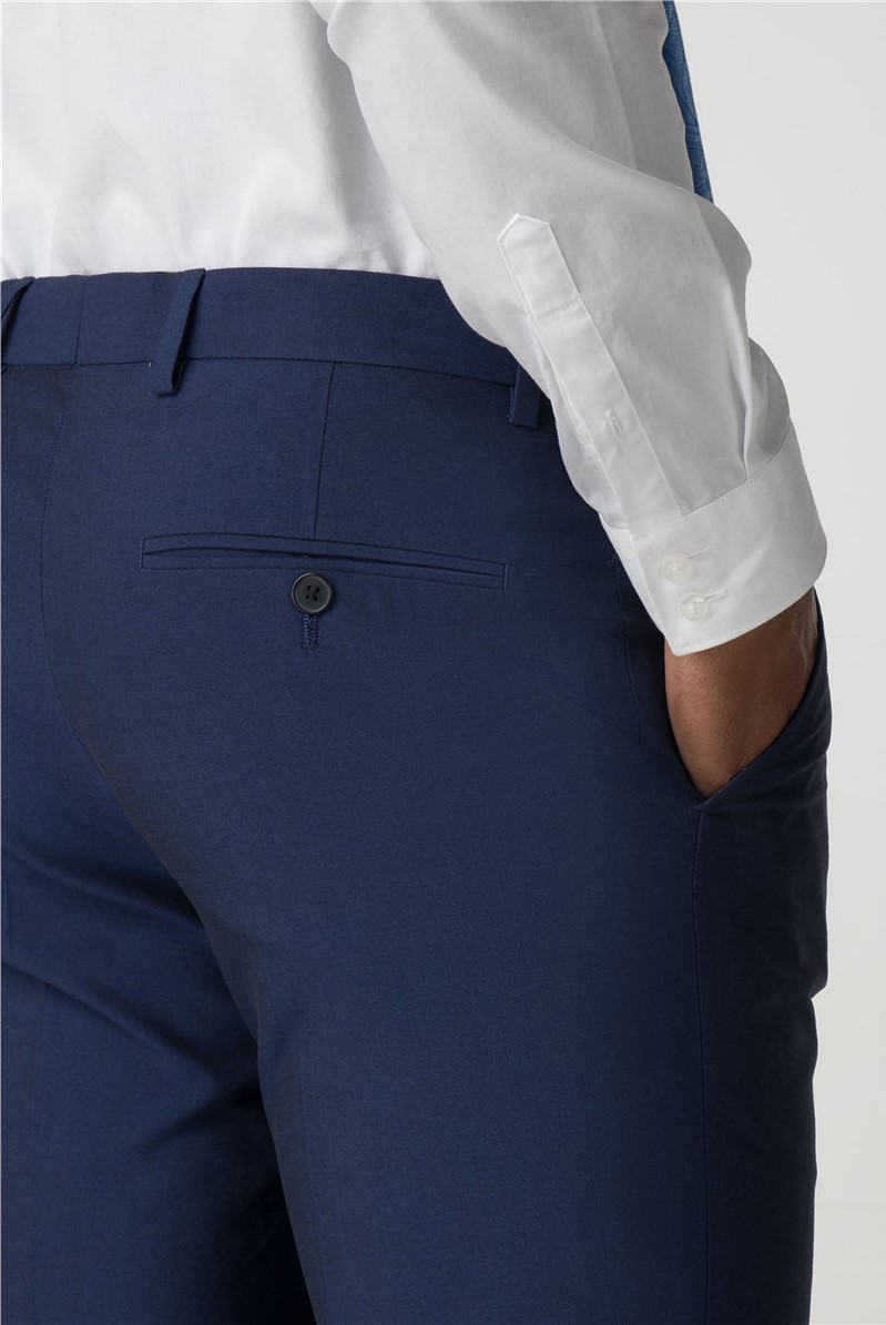  Blue Plain Tailored Fit Trouser