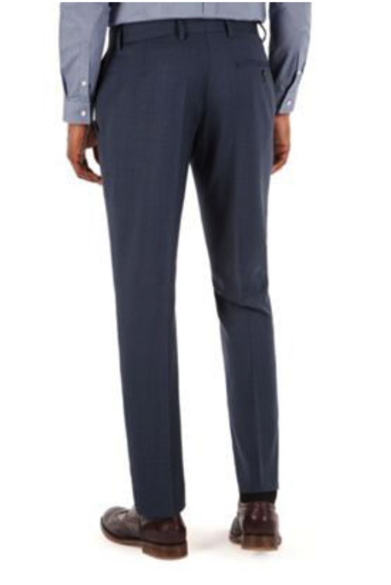  Deep Blue Tonal Check Tailored Fit Suit Trousers