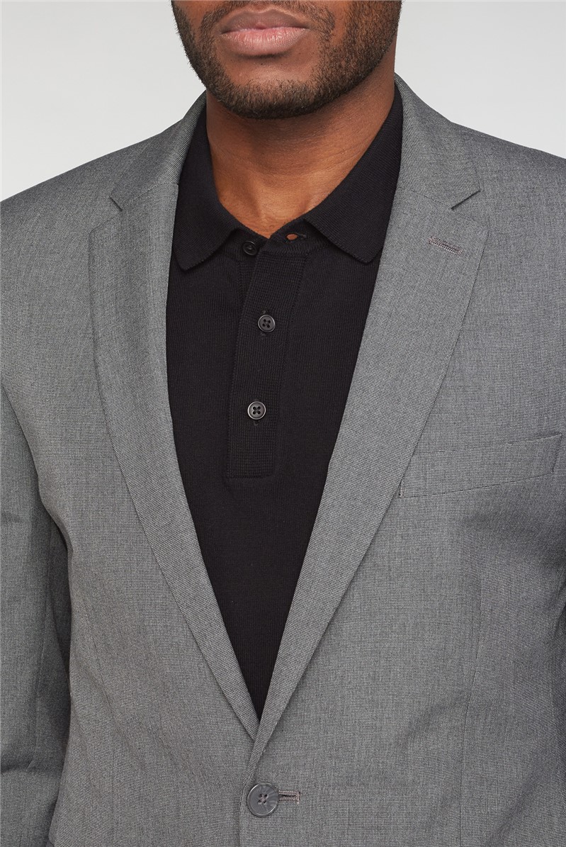  Grey Semi Plain Tailored Fit Suit Jacket