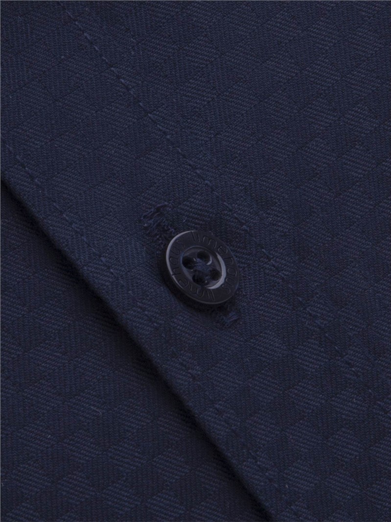  Navy Tonal Jacquard Check Shirt