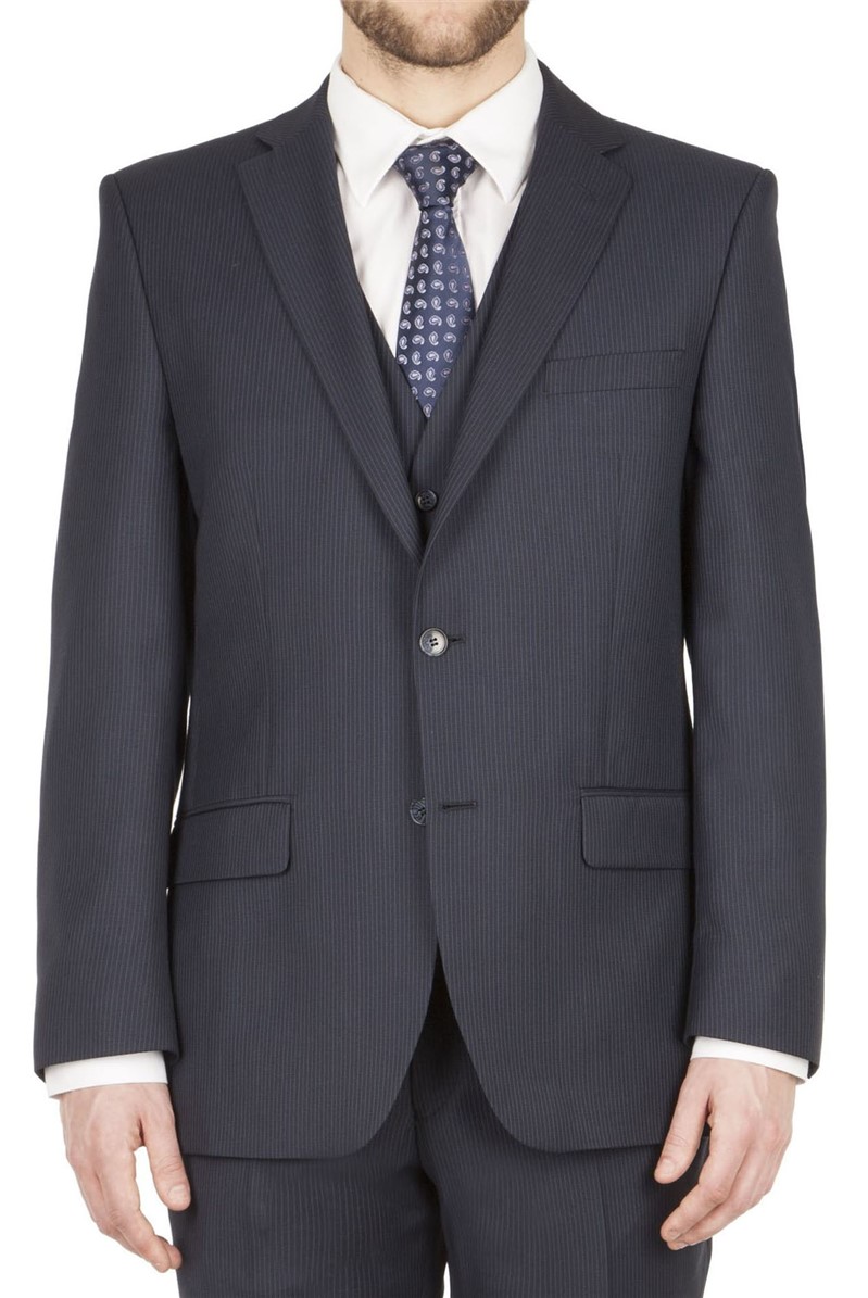  Navy Multi Stripe Regular Fit Suit Jacket