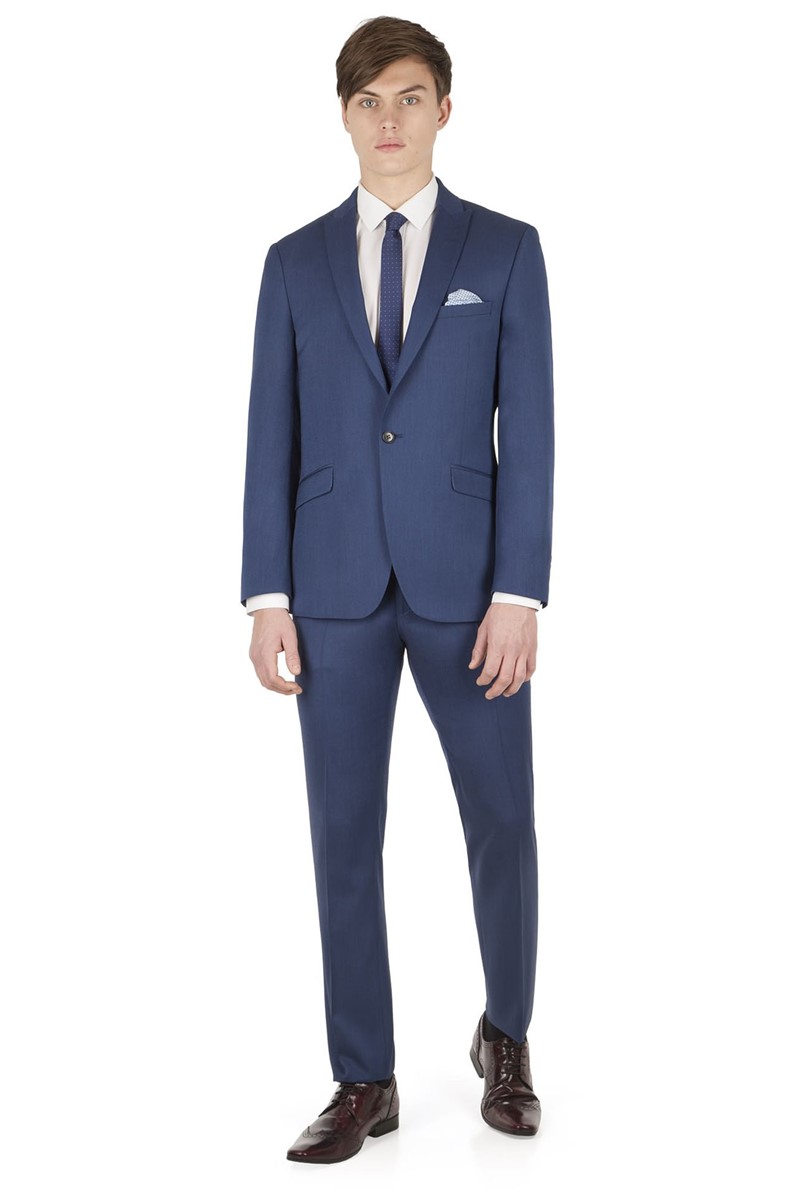 Limehaus Bright Blue Pindot Slim Fit Suit Jacket