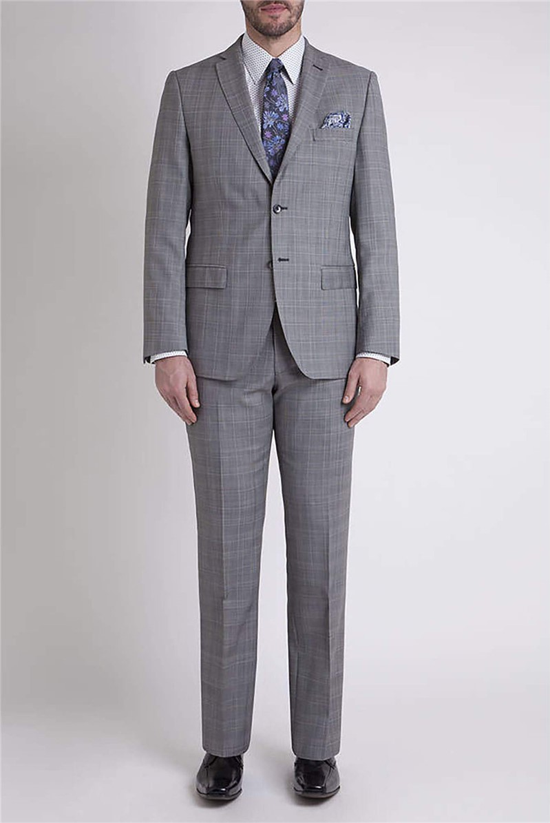 Stvdio by  Silver Grey Check Tailored Fit Jacket