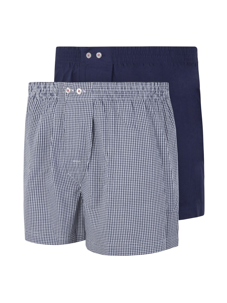  2 Pack Navy Woven Boxer Shorts