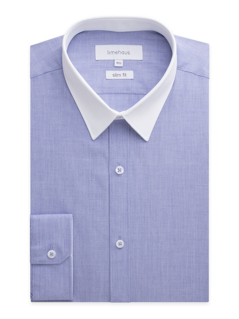  Blue End on End Slim Fit Shirt