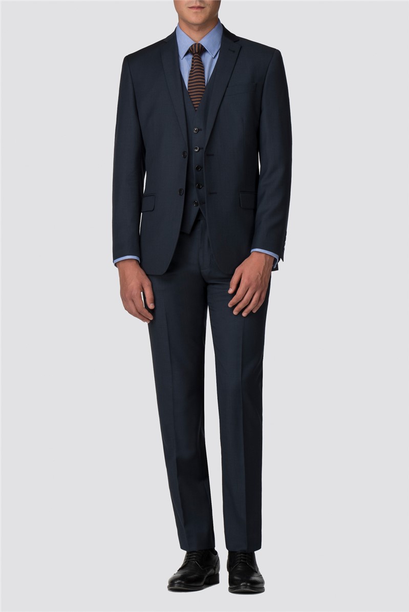  Tailored Fit Deep Blue Pick and Pick Suit Jacket