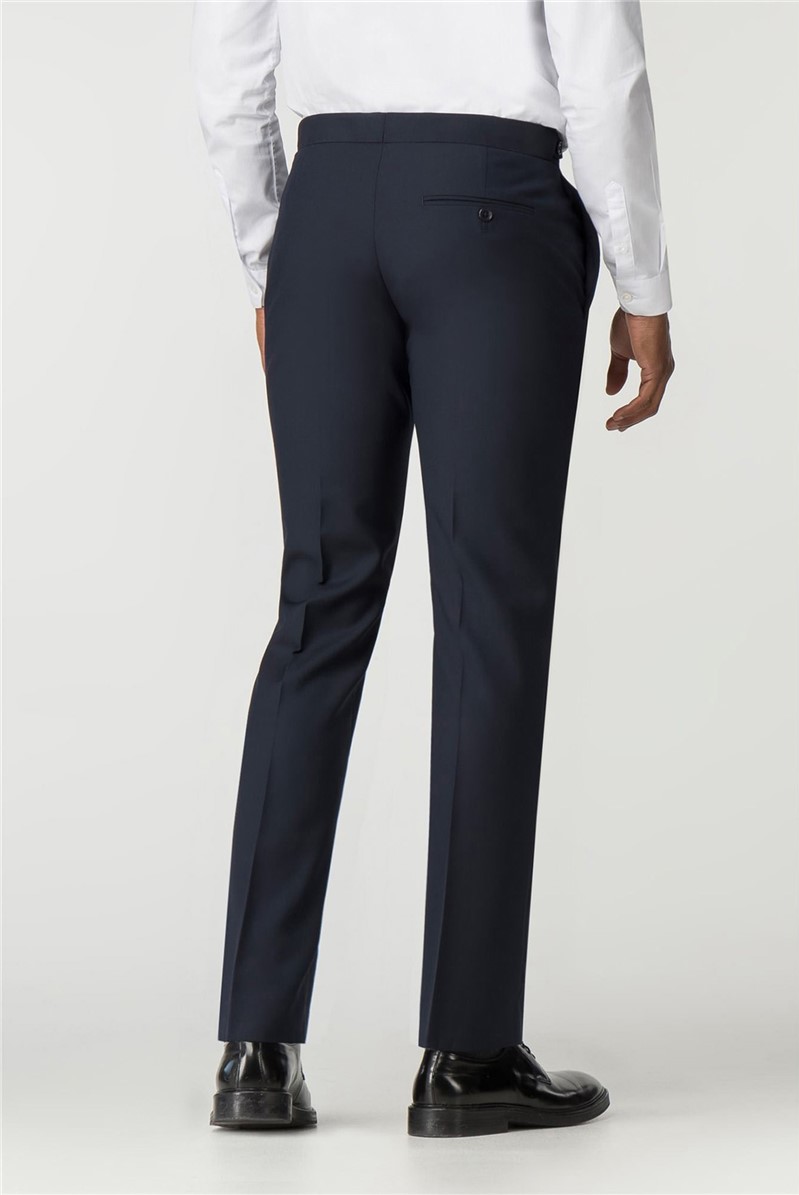 Navy Jacquard Wool Blend Tailored Fit Trouser | Suit Direct