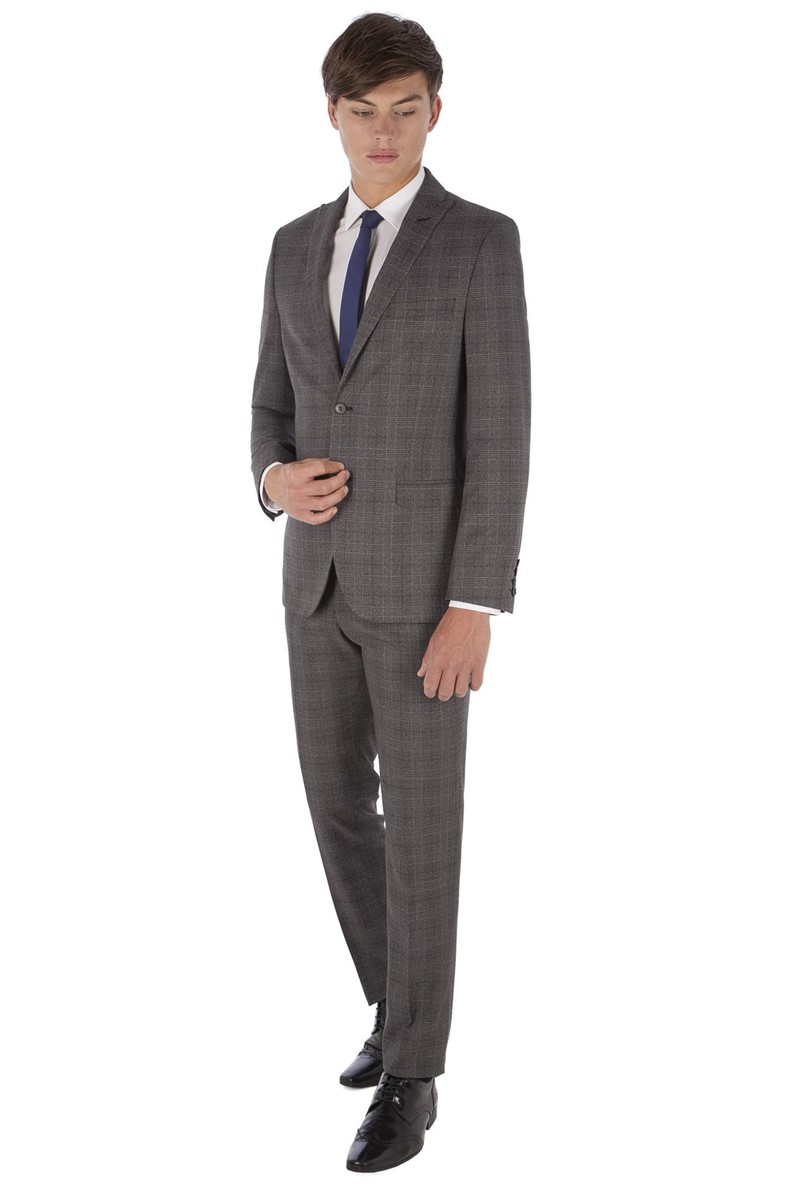 Limehaus Grey Jaspe Check Slim Fit Suit