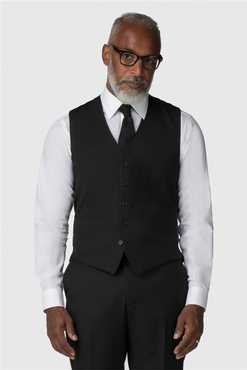  Performance Black Twill Regular Fit Waistcoat