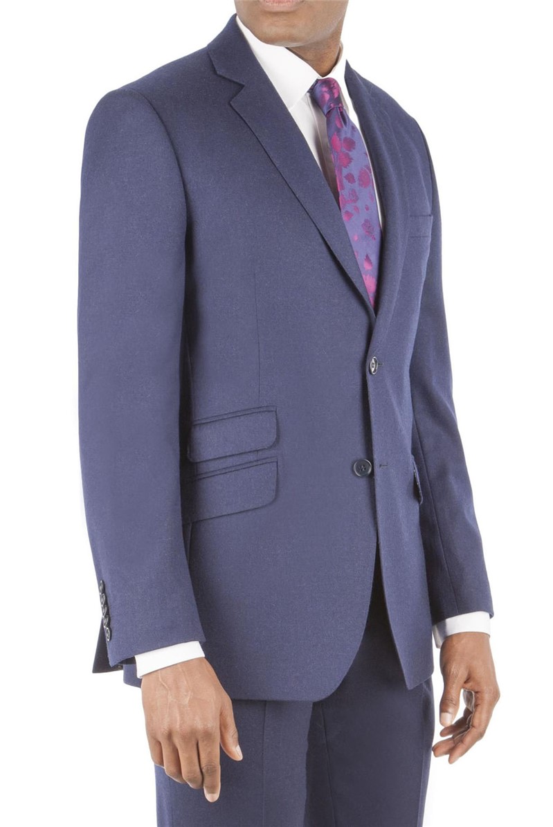  Blue Flannel Tailored Fit Suit Jacket