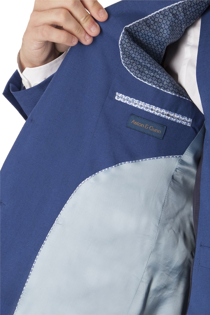  Cobalt Blue Regular Fit Linen Waistcoat