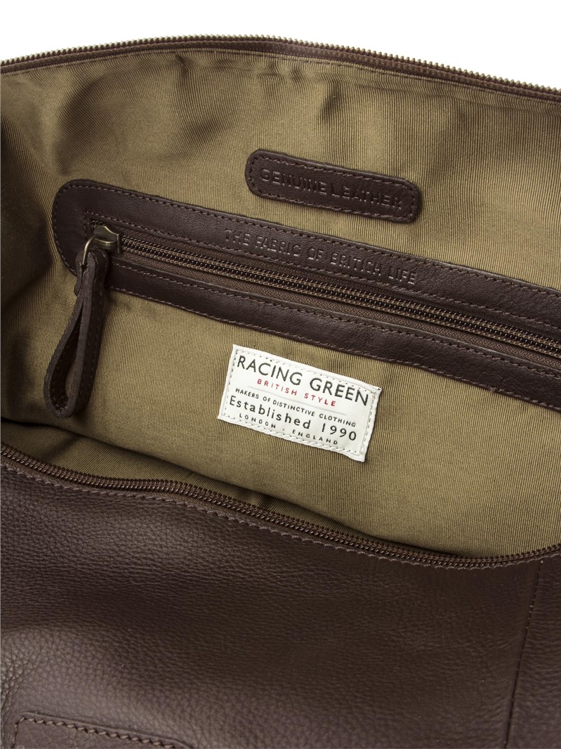 Racing Green Brown Leather Holdall