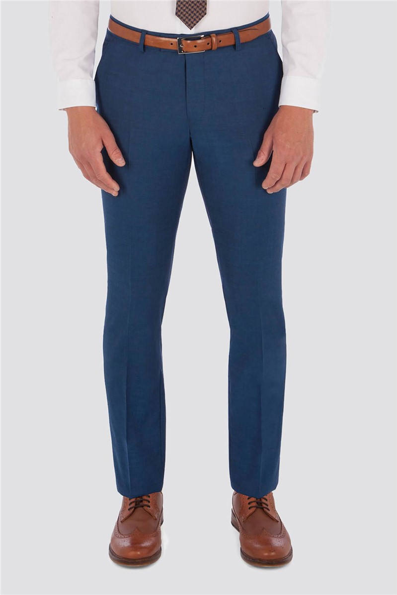  Dark Teal Blue Slim Fit Trousers