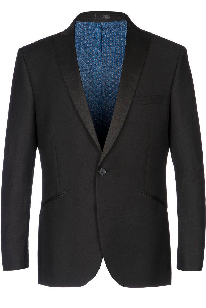  Black Crossgrain Peak Lapel Dinner Suit