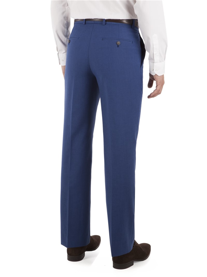 Aston & Gunn Cobalt Blue Regular Fit Linen Suit Trouser