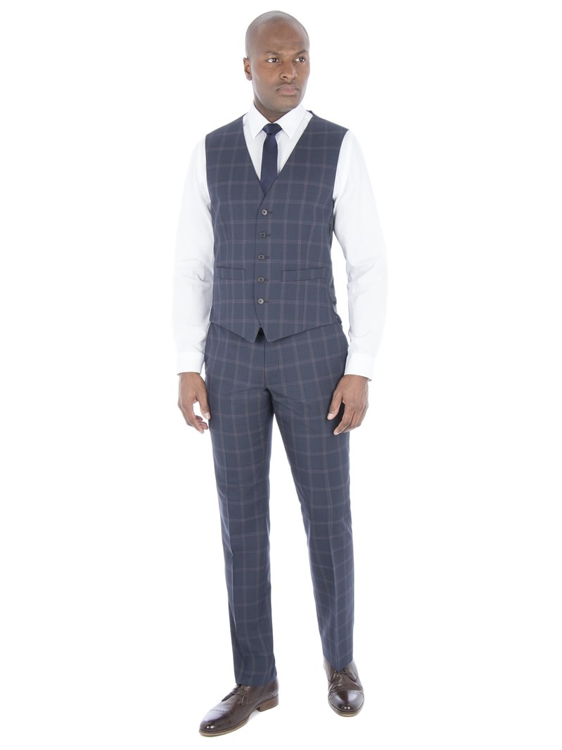 Racing Green Blue Check Waistcoat