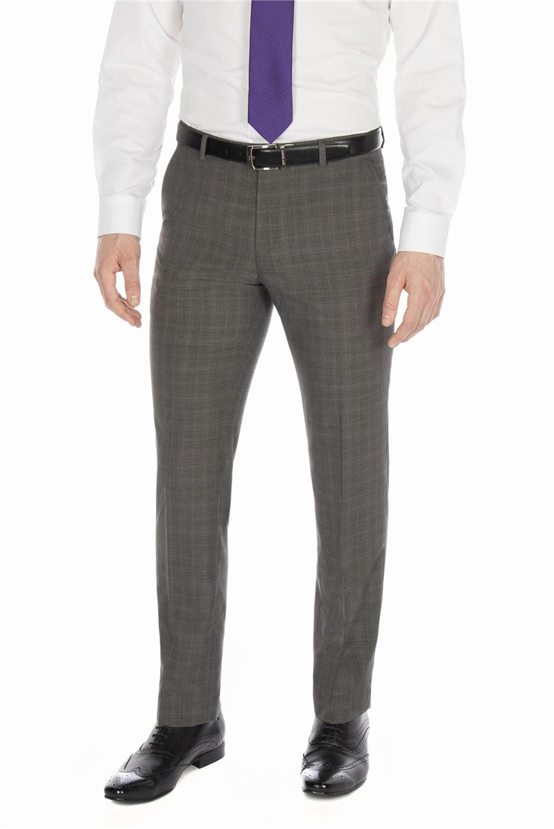 Studio Grey with Pink Overcheck Tailored Fit Suit Trouser