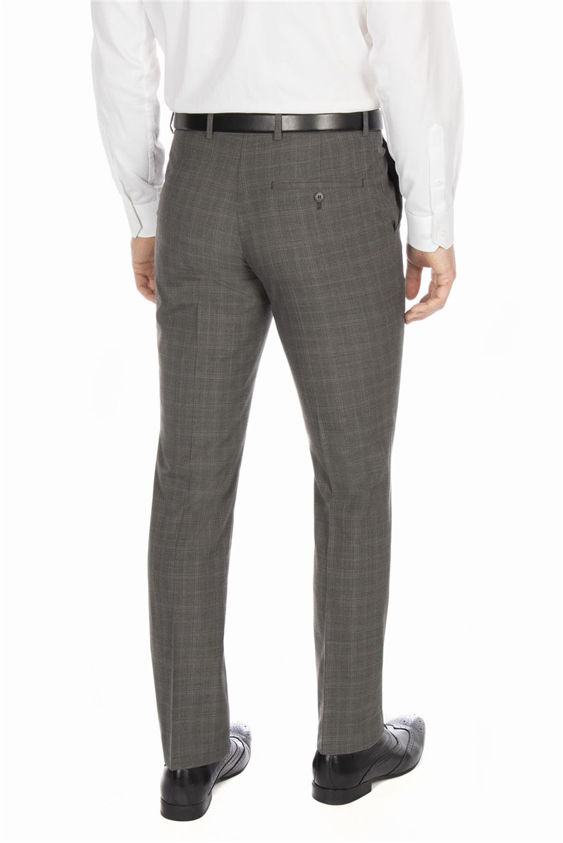 Studio Grey with Pink Overcheck Tailored Fit Suit Trouser