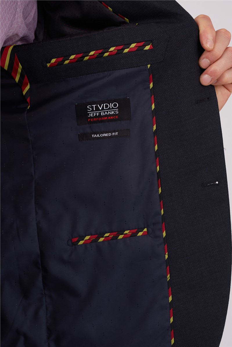 Stvdio by  Blue Birdseye Tailored Fit Performance Suit Jacket