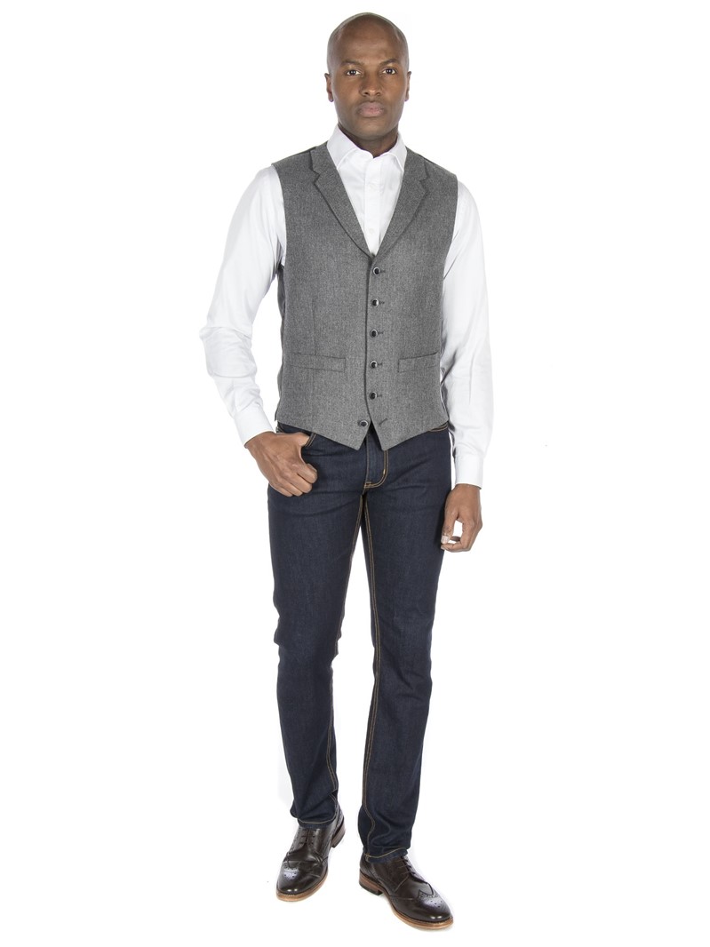 Racing Green | Grey Tweed Men's Waistcoat | Suit Direct