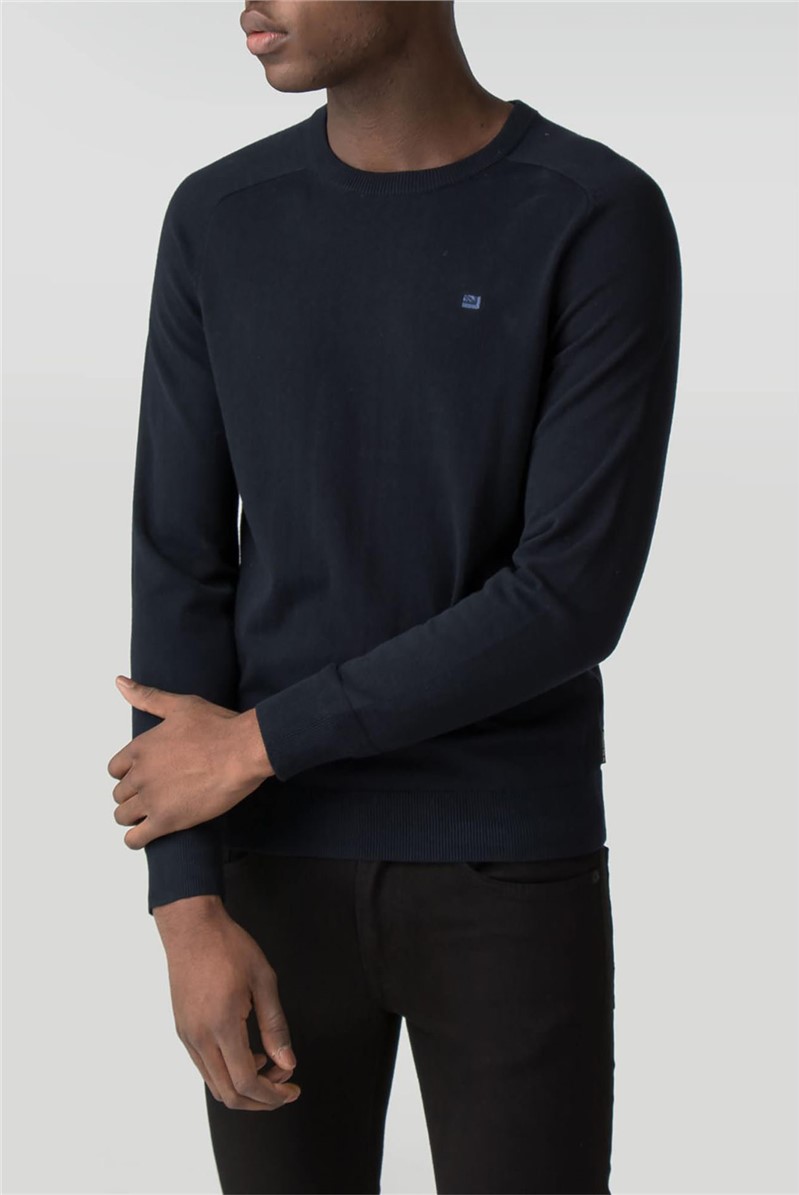  Navy Cotton Crew Neck Jumper