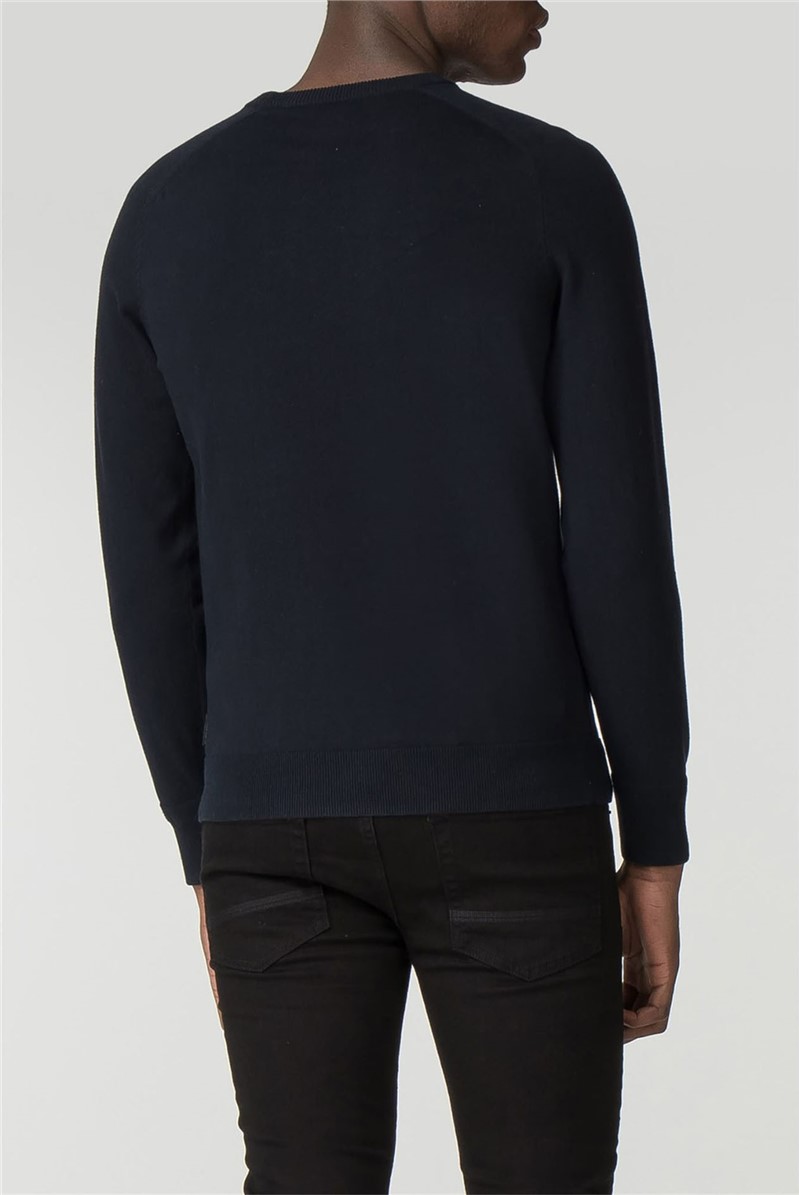  Black Cotton Crew Neck Jumper