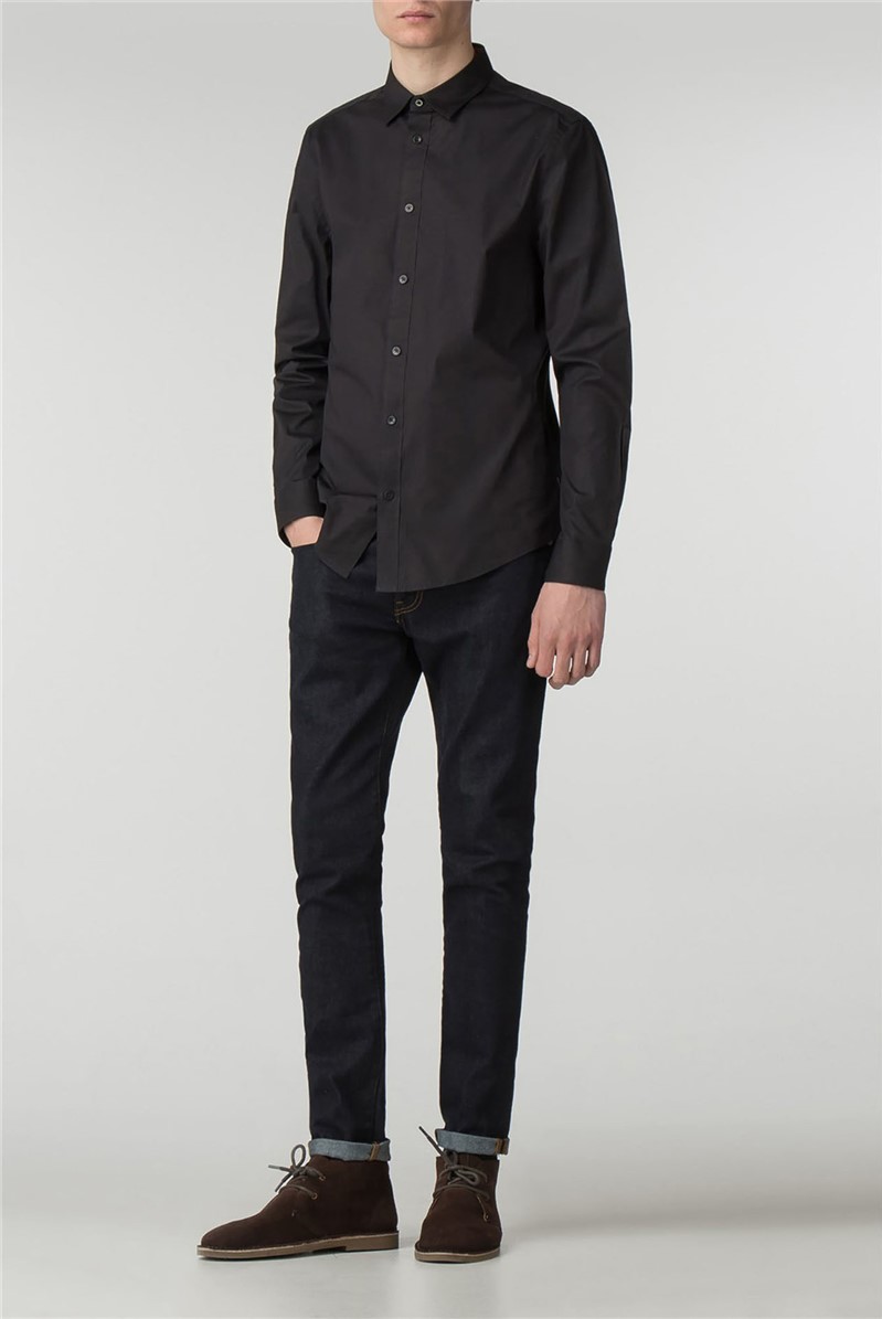 Ben Sherman | Black Stretch Poplin Shirt | SuitDirect.co.uk