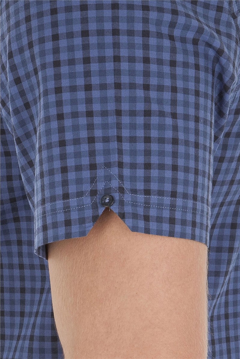  Blue Short Sleeve Gingham Shirt