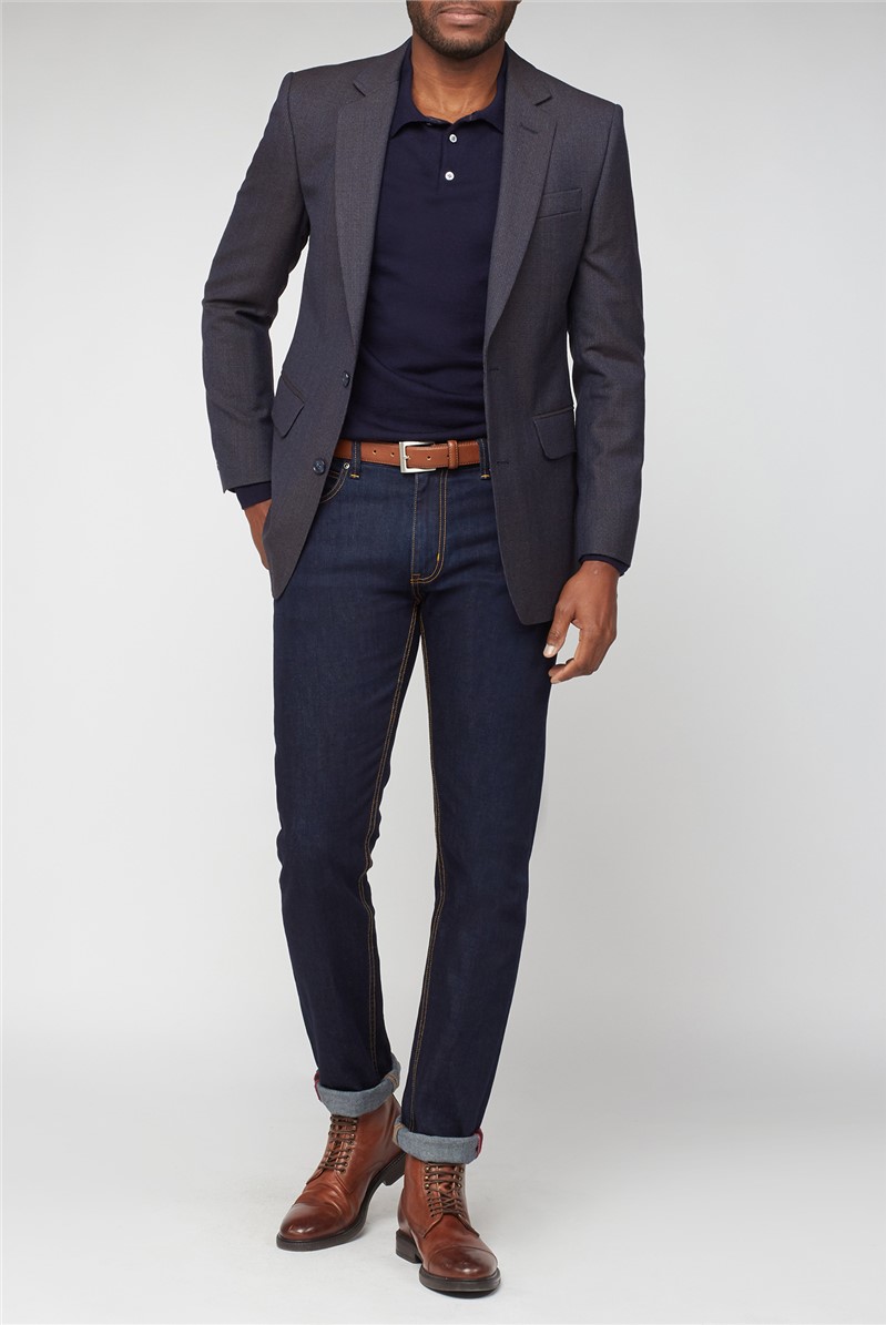 Navy & Brown Puppytooth Suit Jacket