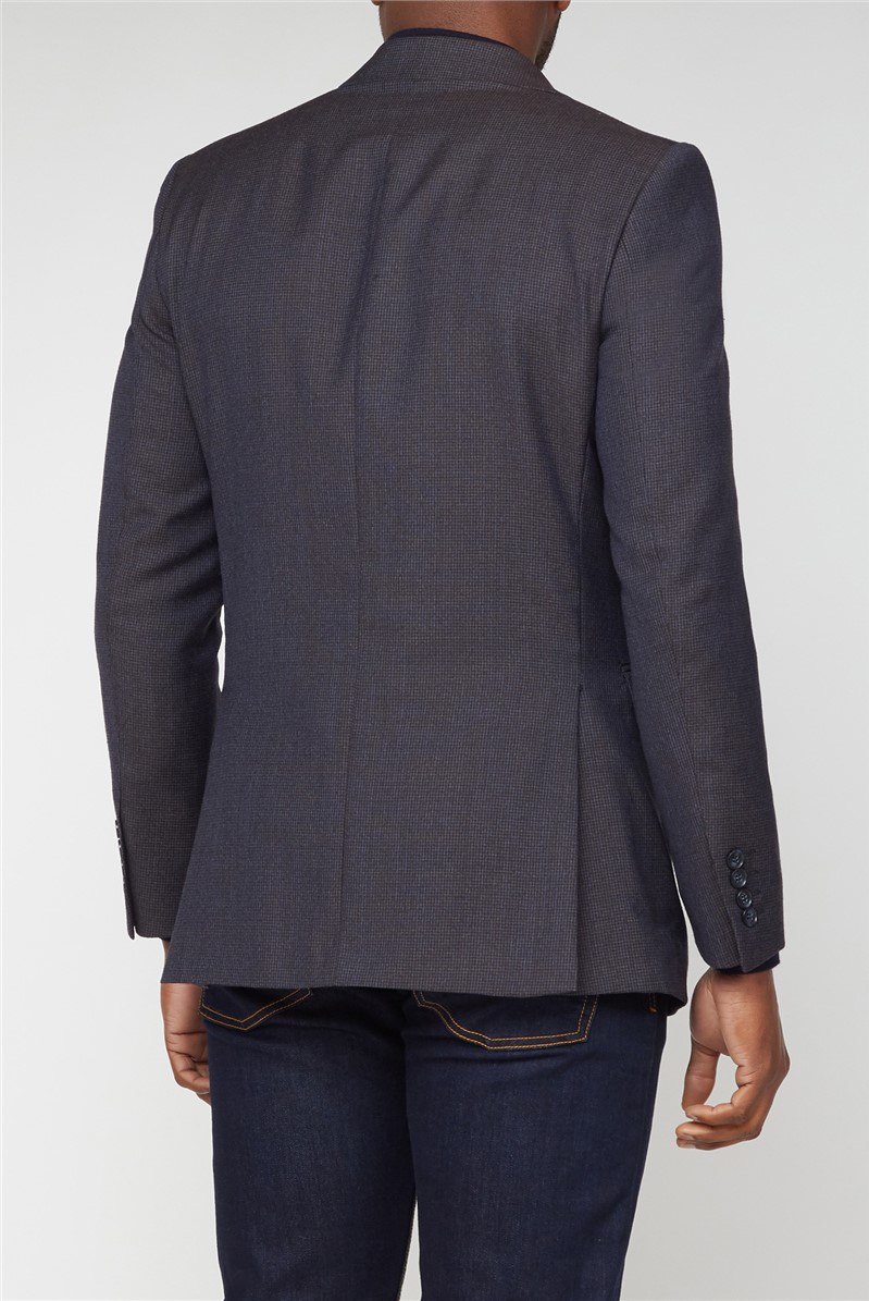 Navy & Brown Puppytooth Suit Jacket