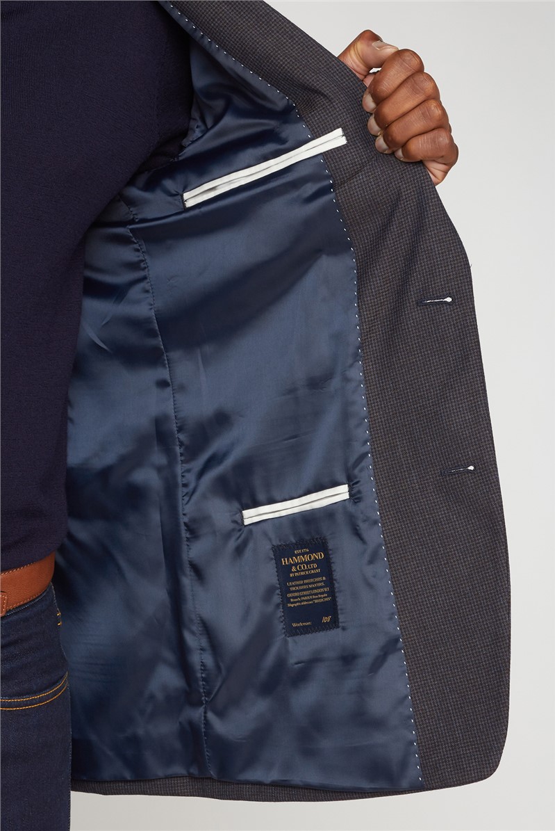 Hammond & Co. | Men's Navy Brown Puppytooth Jacket | Suit Direct