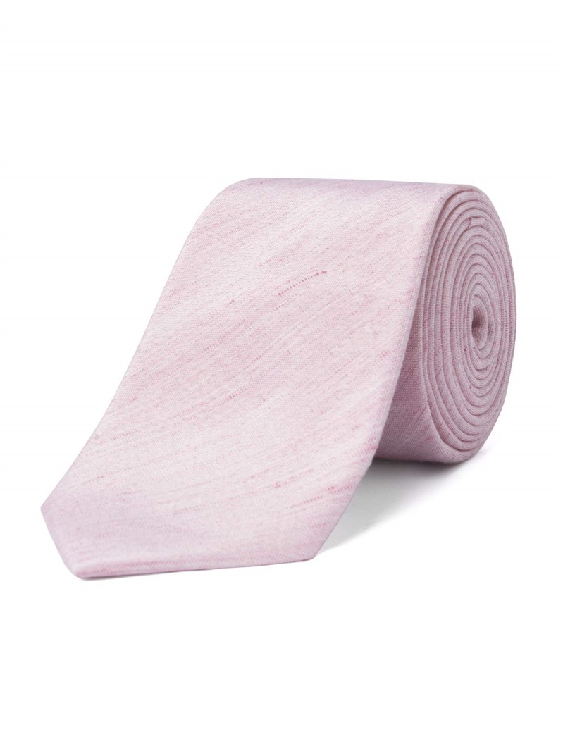  Pink Linen Plain Tie