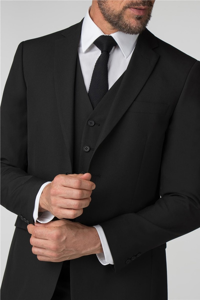  Regular Fit Black Panama Suit