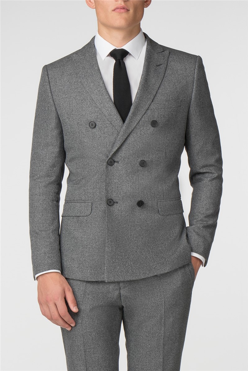  Grey Jaspe Double Breasted Slim Fit Jacket