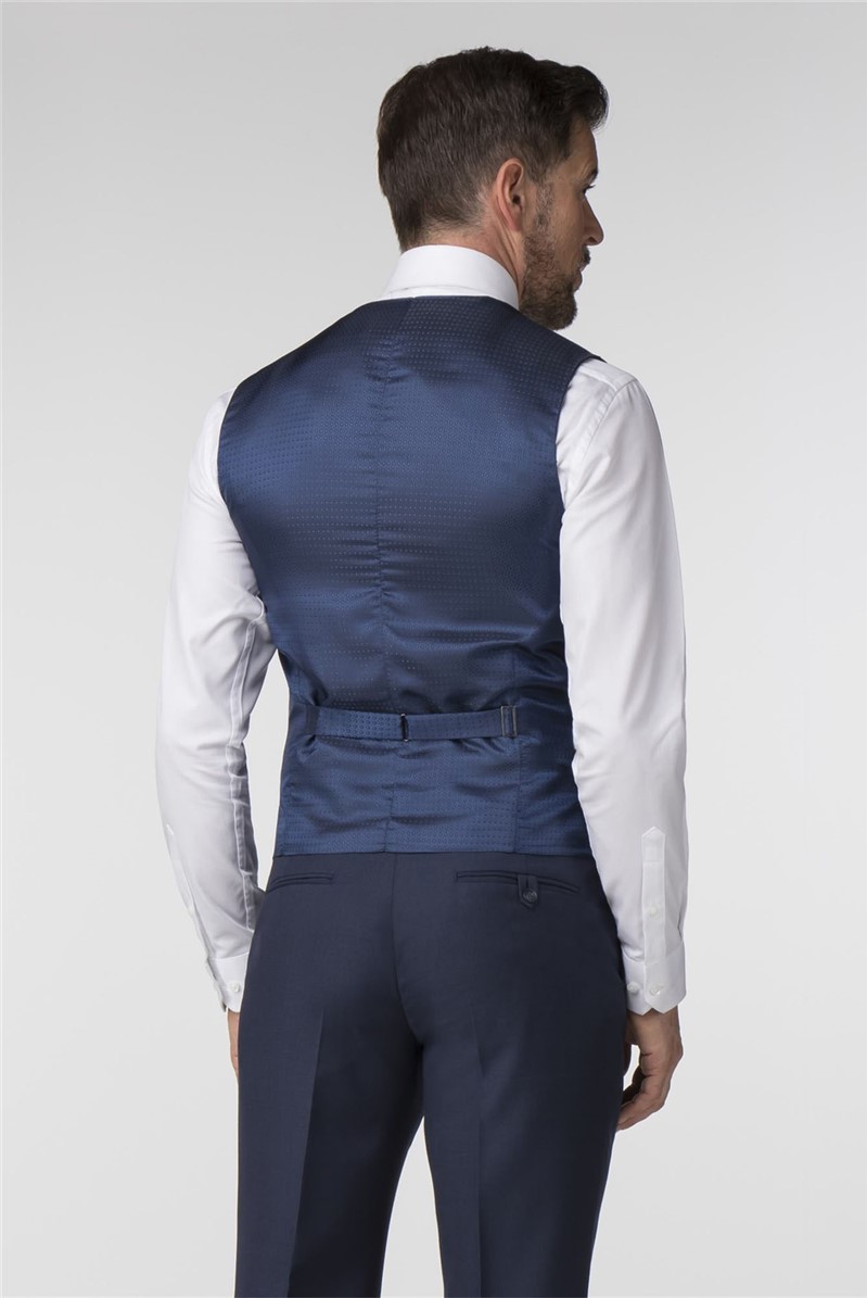  Blue Textured Regular Fit Waistcoat