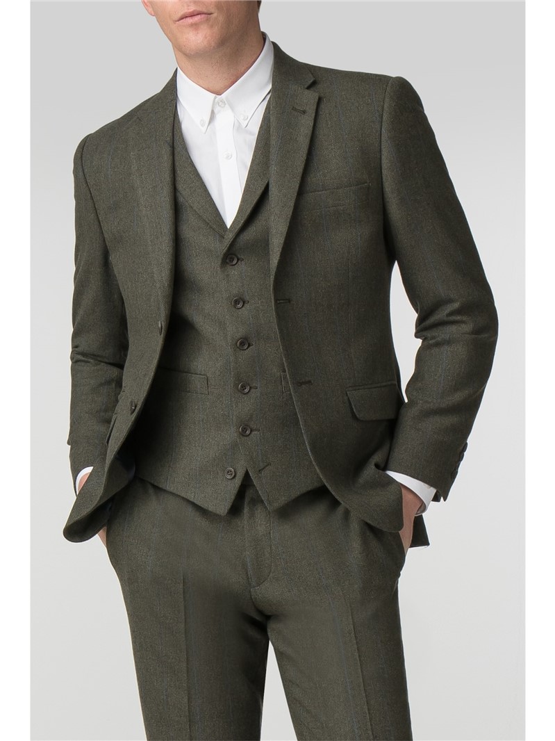  Green Check Tailored Fit Waistcoat