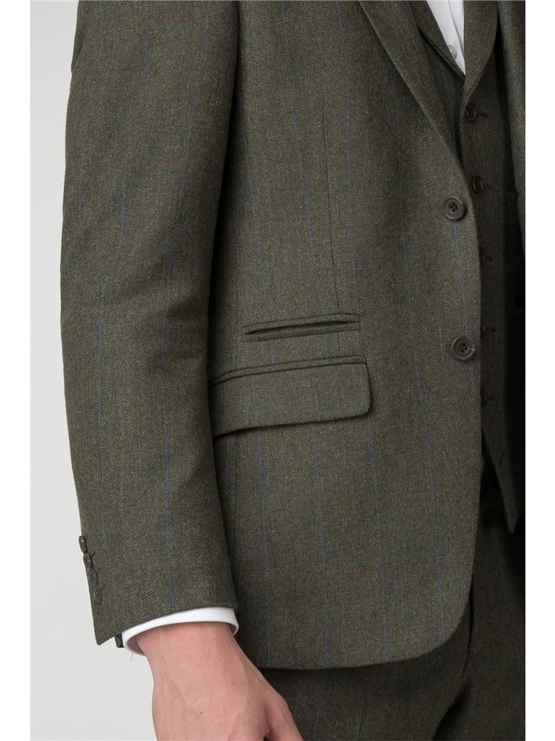  Green Check Tailored Fit Waistcoat