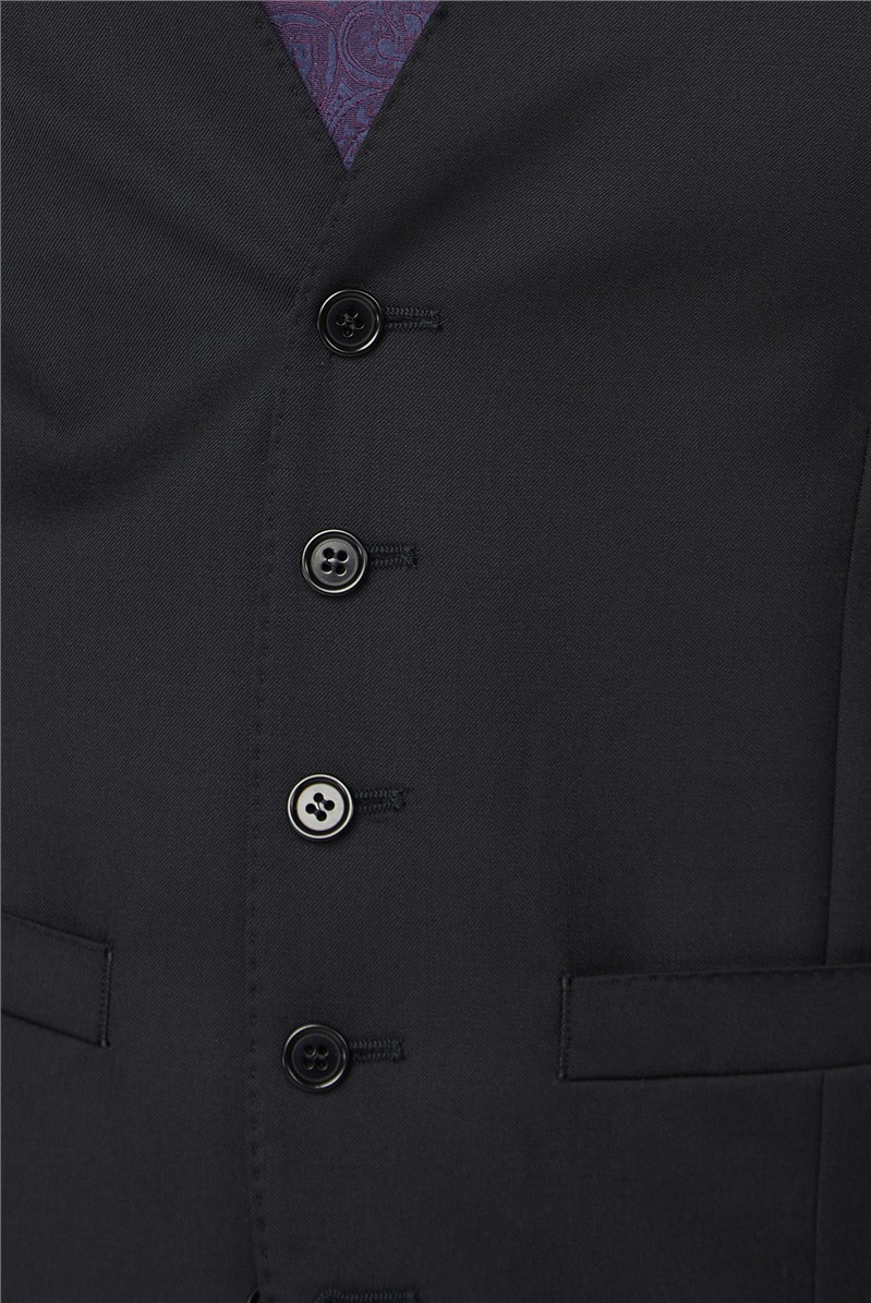  Tailored Fit Weston Black Twill Waistcoat