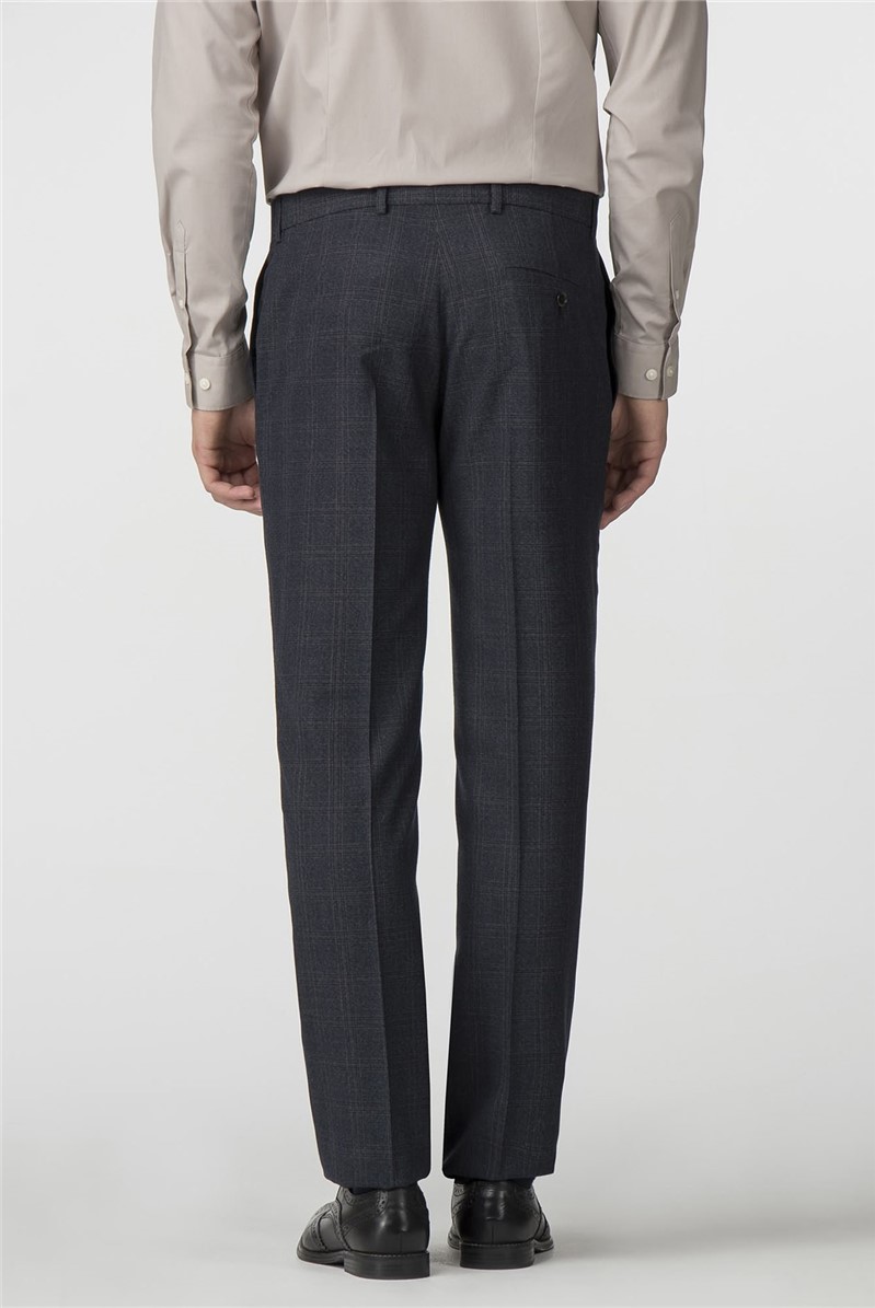 Limehaus Navy with Rust Overcheck Slim Fit Trousers