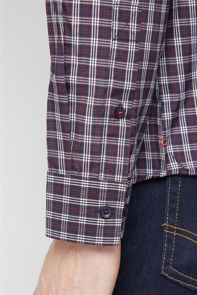 Long Sleeve Navy Check Shirt