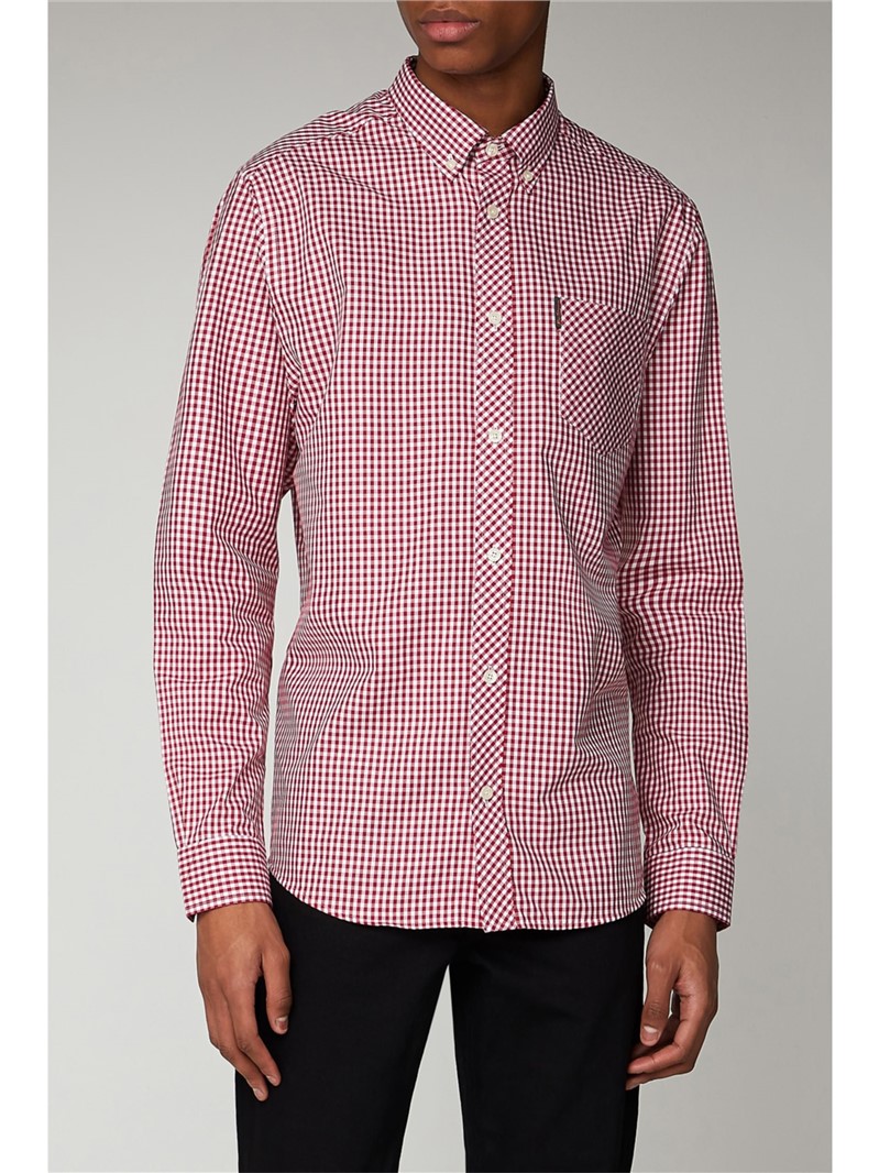  Red Long Sleeved Gingham Shirt