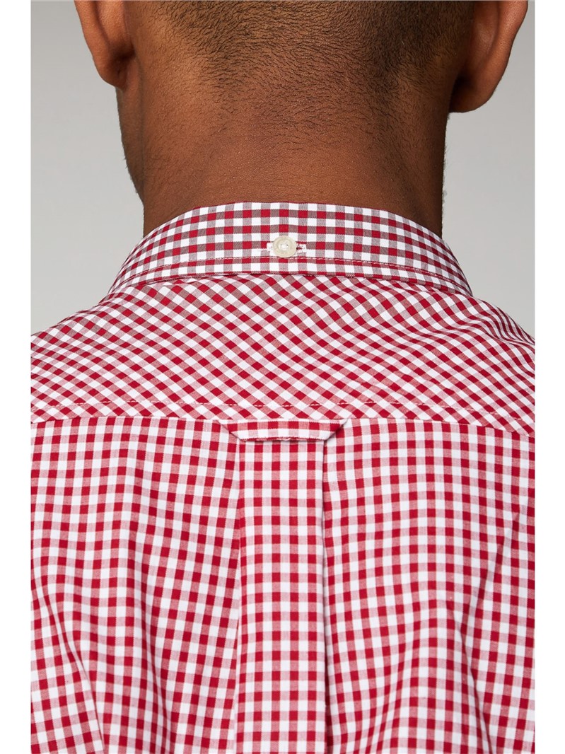  Red Long Sleeved Gingham Shirt