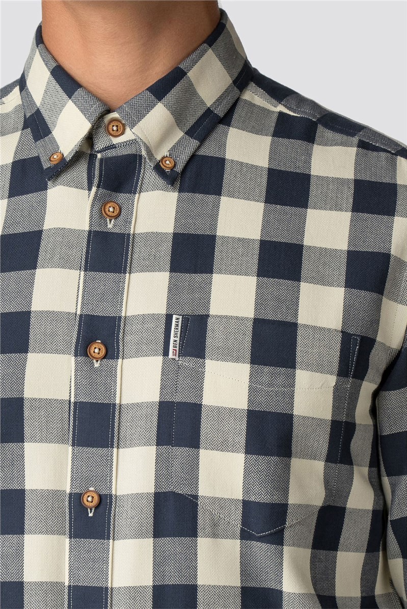  Long Sleeve Blue Parquet Gingham Shirt