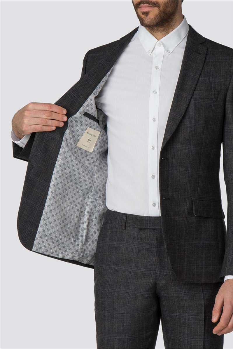  Charcoal Rust Check Tailored Fit Suit Jacket