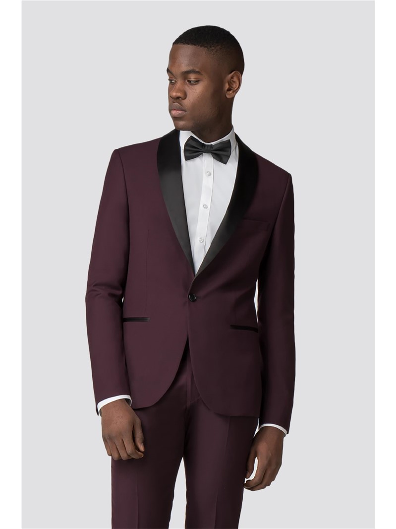  Burgundy Twill Slim Fit Dresswear Jacket