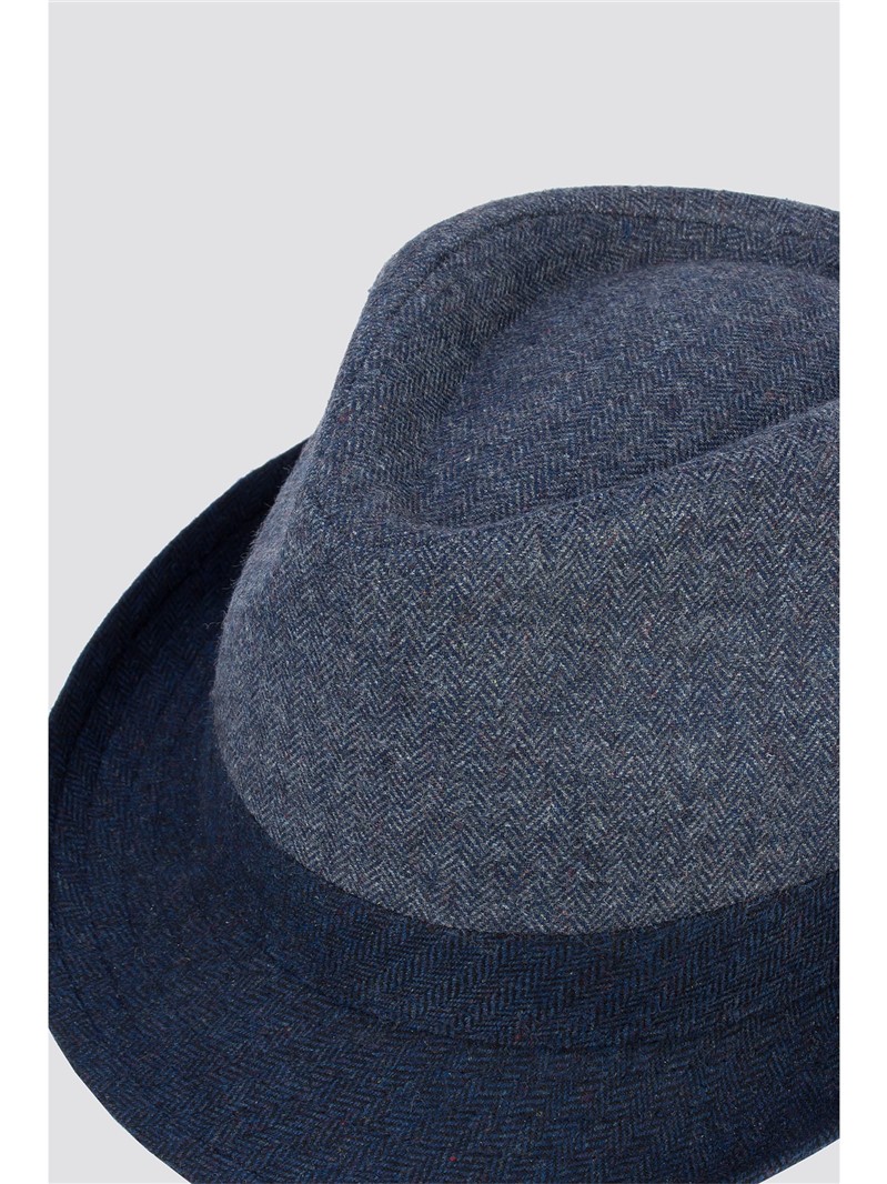  Blue Herringbone Trilby