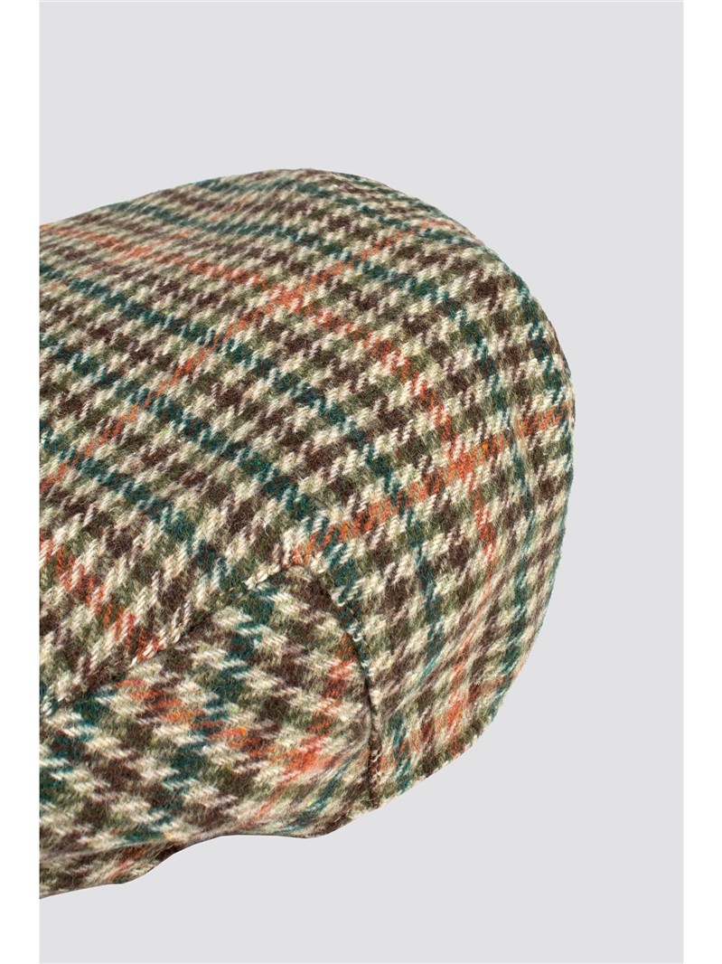  Green and Rust Tweed Flat Cap