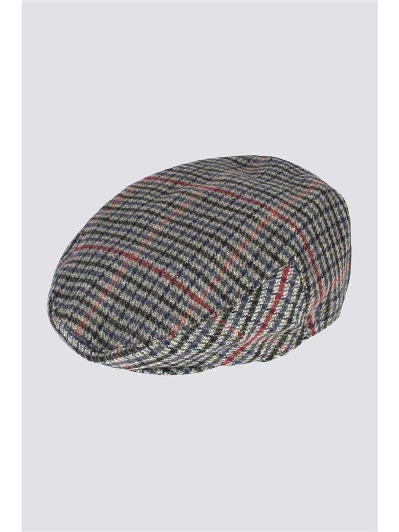  Blue and Rust Tweed Flat Cap