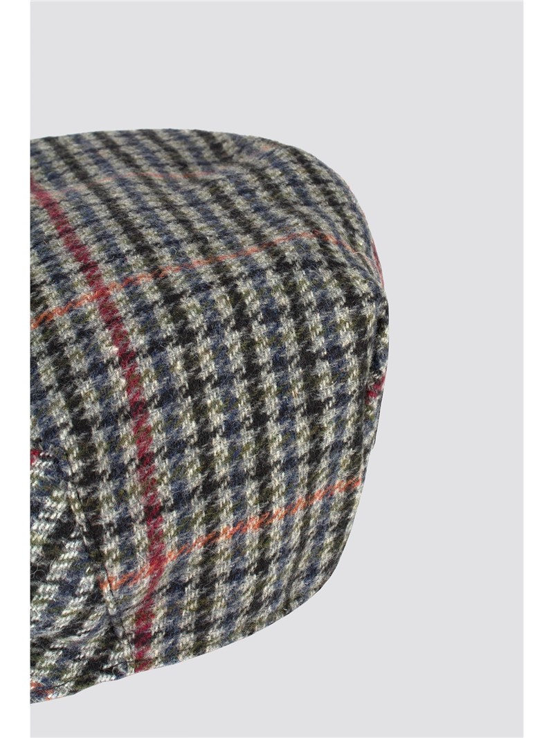  Blue and Rust Tweed Flat Cap